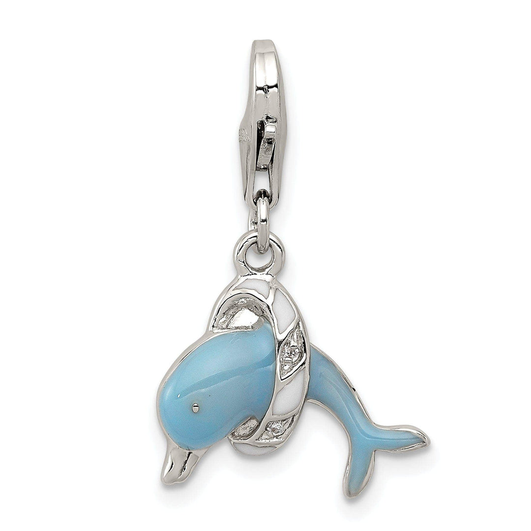 Lovely Rita's Pendants & Charms Sterling Silver Blue Enameled Dolphin Charm