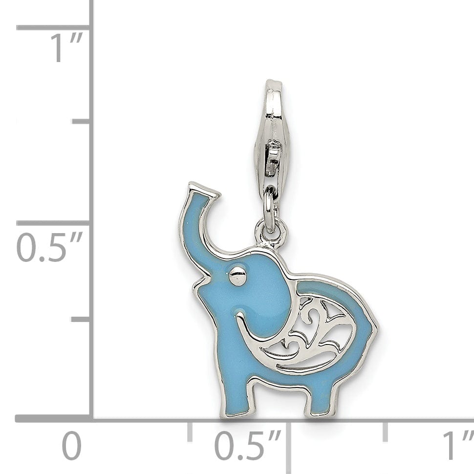 Lovely Rita's Pendants & Charms Sterling Silver Blue Enameled Elephant Charm