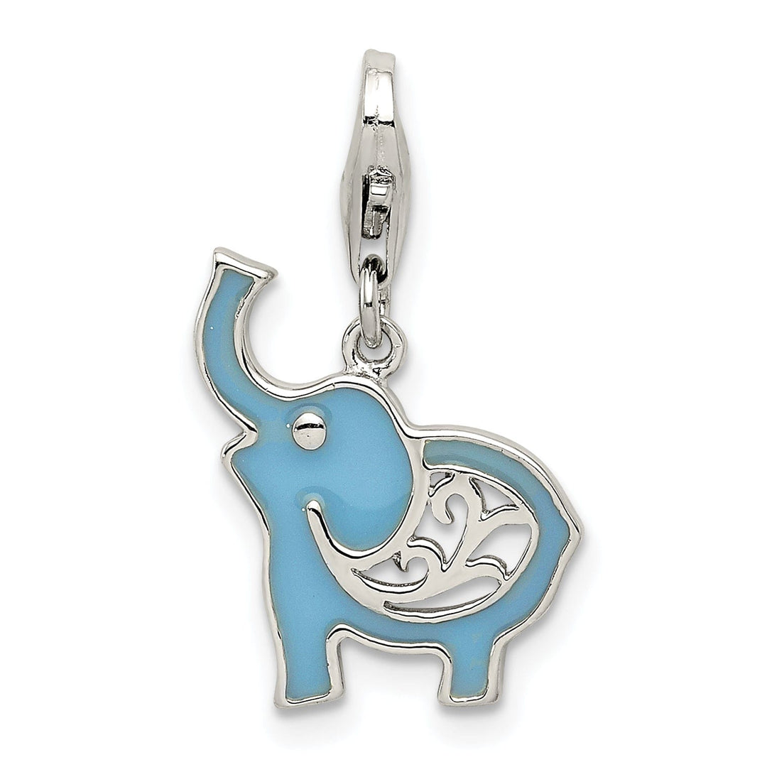 Lovely Rita's Pendants & Charms Sterling Silver Blue Enameled Elephant Charm