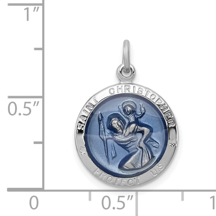 Lovely Rita's Pendants & Charms Sterling Silver Blue Epoxy St. Christopher Medal