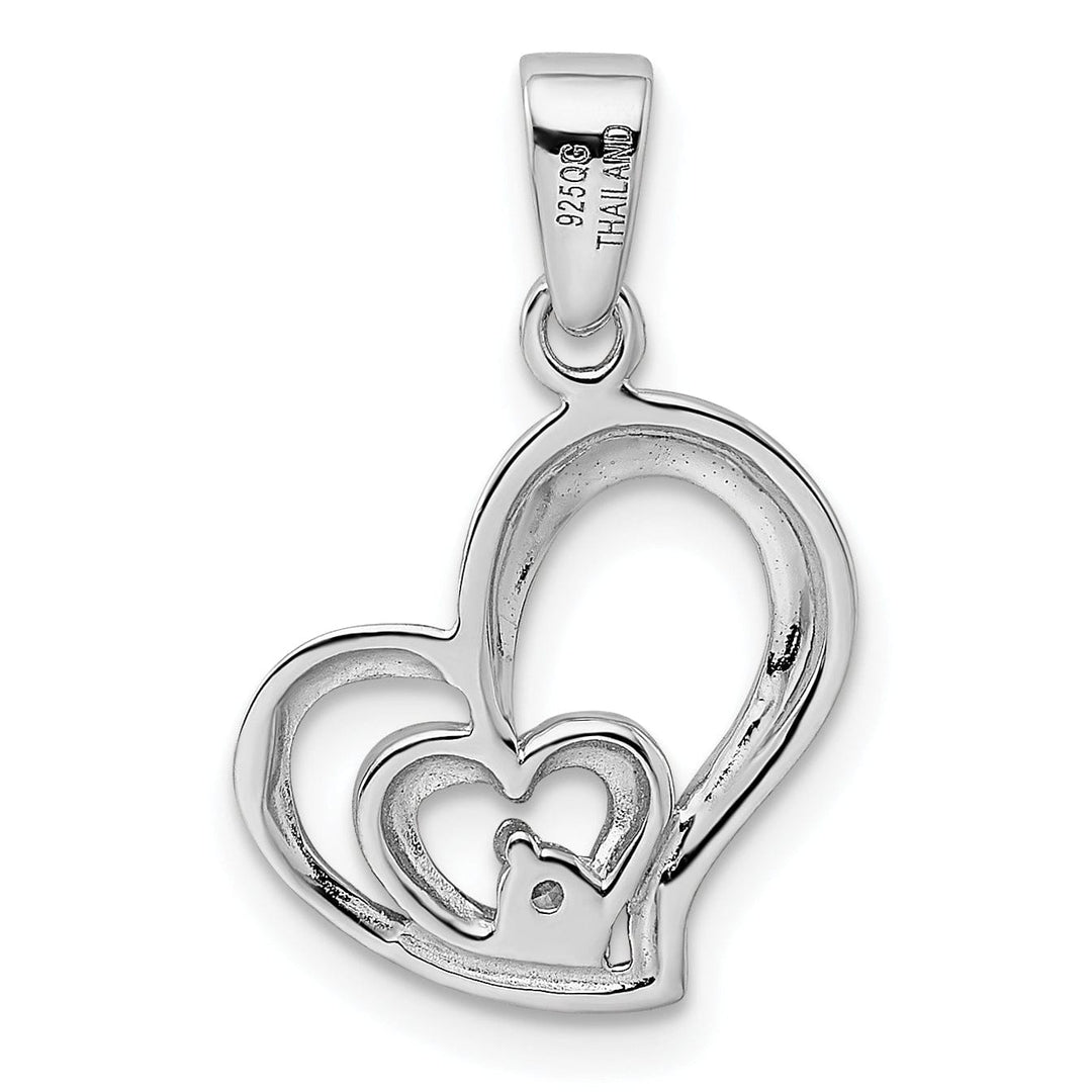 Lovely Rita's Pendants & Charms Sterling Silver C.Z Fancy Double Heart Pendant