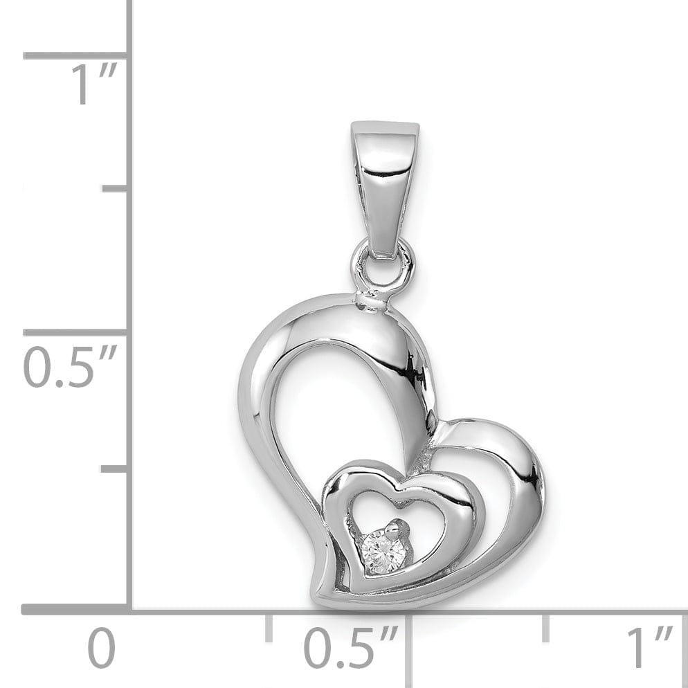 Lovely Rita's Pendants & Charms Sterling Silver C.Z Fancy Double Heart Pendant