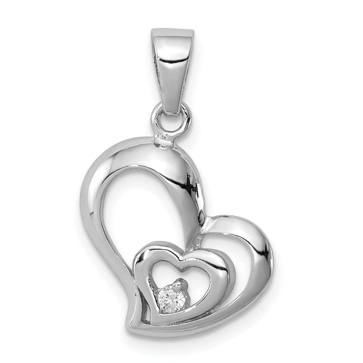 Lovely Rita's Pendants & Charms Sterling Silver C.Z Fancy Double Heart Pendant