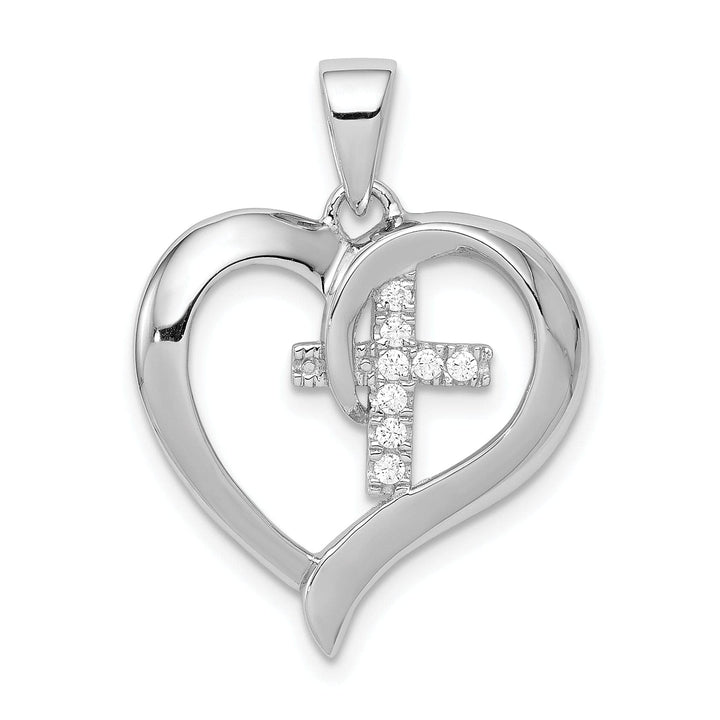 Lovely Rita's Pendants & Charms Sterling Silver C.Z Heart with Cross Pendant