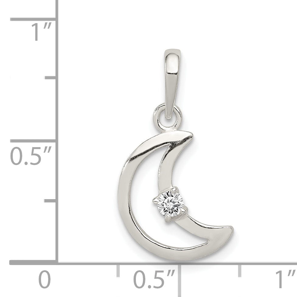 Lovely Rita's Pendants & Charms Sterling Silver C.Z Polished Moon Charm Pendant