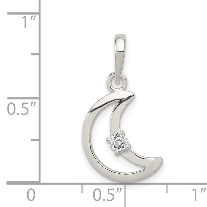 Lovely Rita's Pendants & Charms Sterling Silver C.Z Polished Moon Charm Pendant