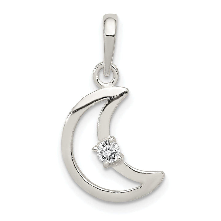 Lovely Rita's Pendants & Charms Sterling Silver C.Z Polished Moon Charm Pendant