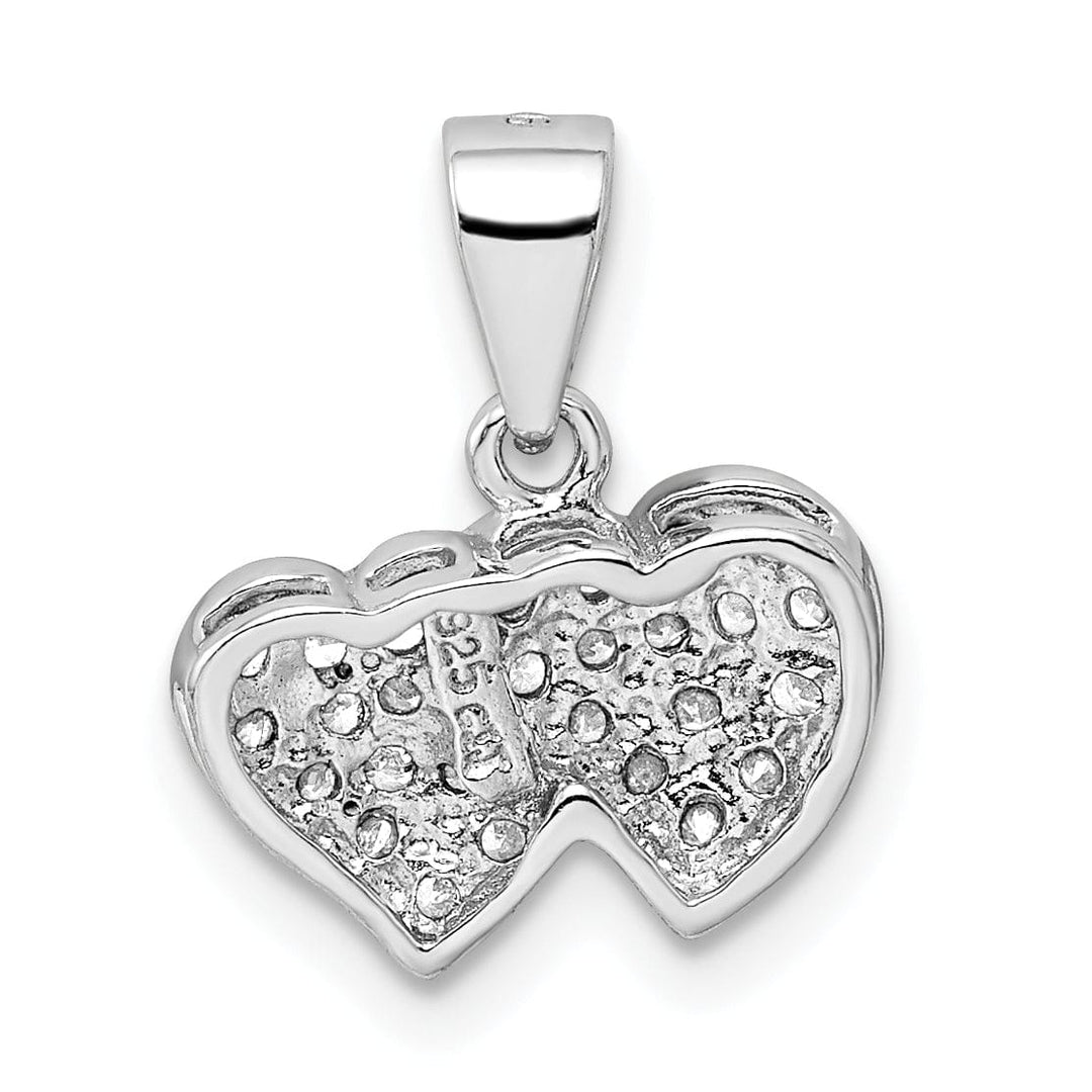 Lovely Rita's Pendants & Charms Sterling Silver C.Z Small Double Heart Charm