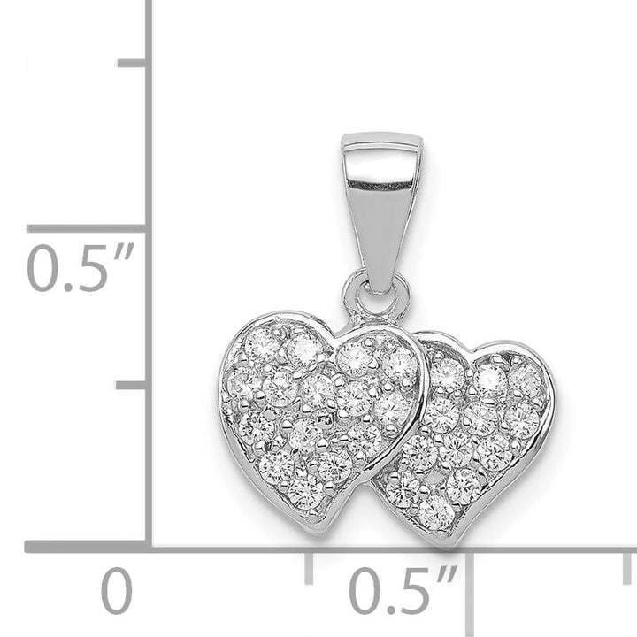 Lovely Rita's Pendants & Charms Sterling Silver C.Z Small Double Heart Charm
