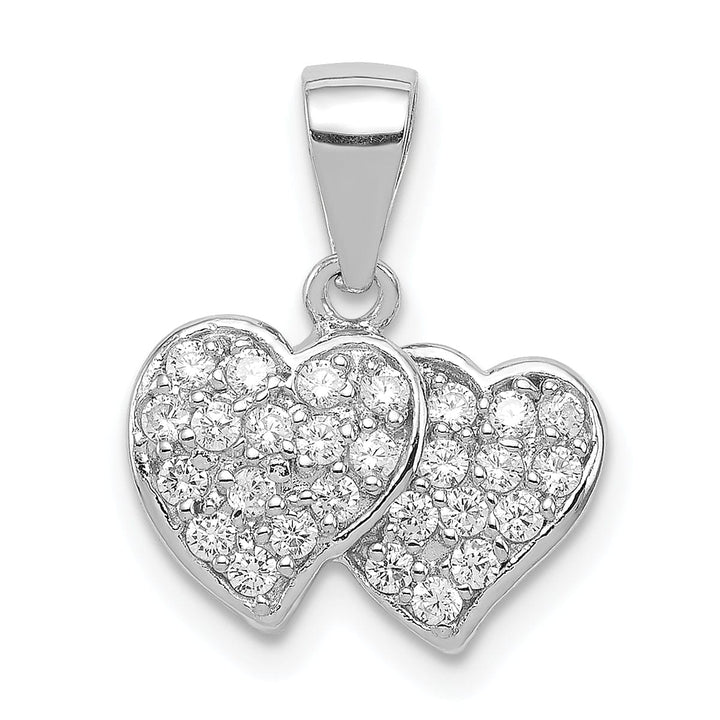 Lovely Rita's Pendants & Charms Sterling Silver C.Z Small Double Heart Charm