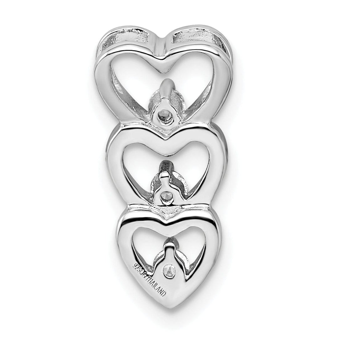 Lovely Rita's Pendants & Charms Sterling Silver C.Z Triple Heart Slide Pendant