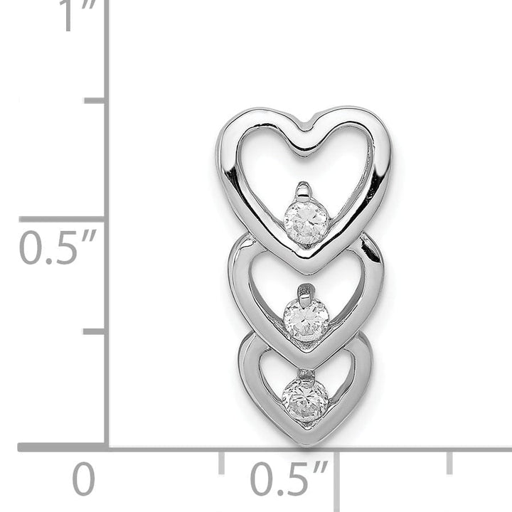 Lovely Rita's Pendants & Charms Sterling Silver C.Z Triple Heart Slide Pendant