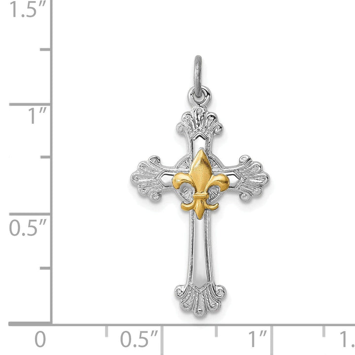 Lovely Rita's Pendants & Charms Sterling Silver Cross Fleur de lis Pendant