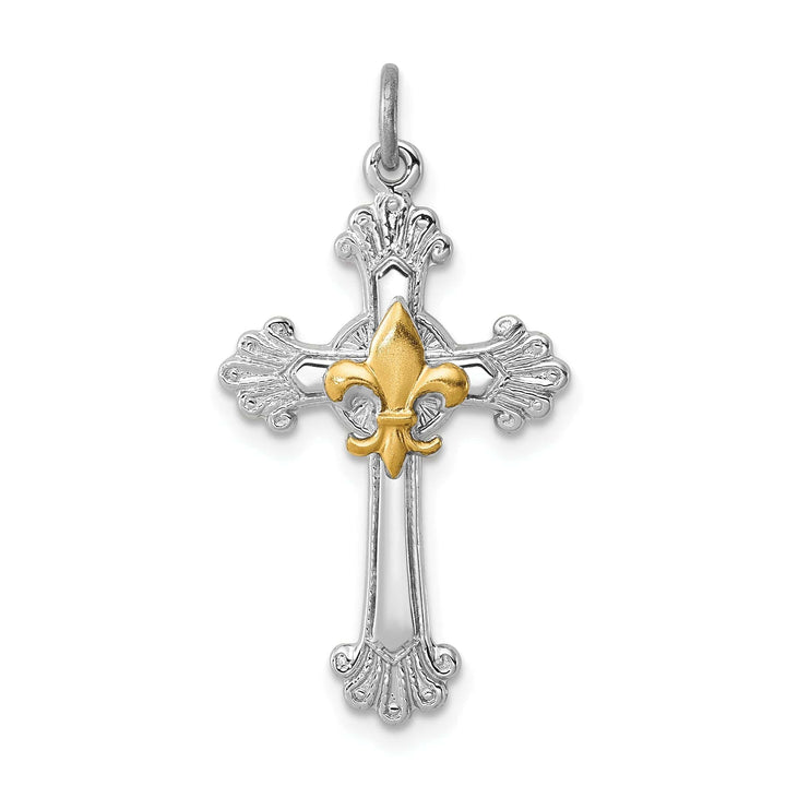 Lovely Rita's Pendants & Charms Sterling Silver Cross Fleur de lis Pendant