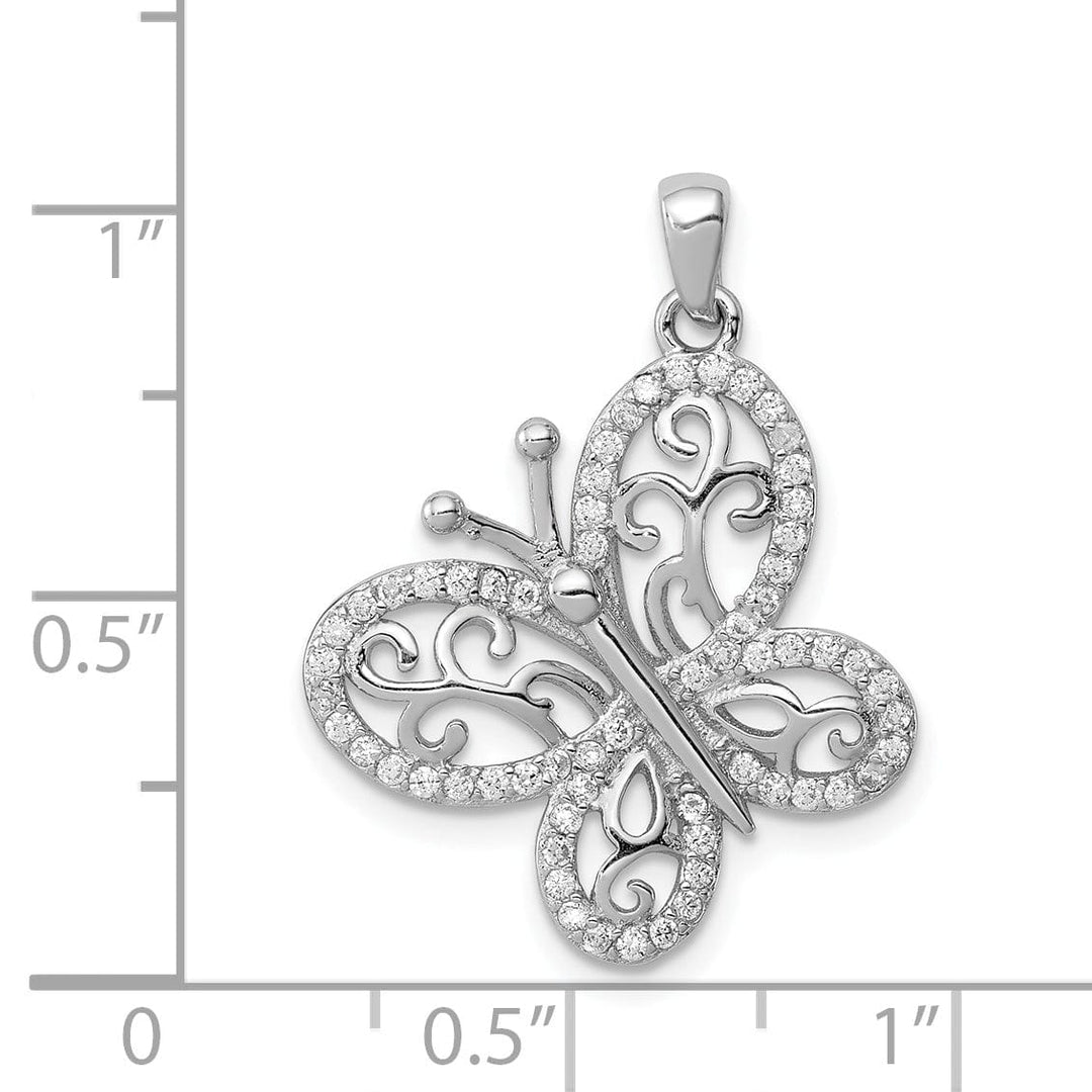 Lovely Rita's Pendants & Charms Sterling Silver Cubic Zirconia Butterfly Charm