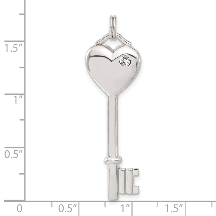 Lovely Rita's Pendants & Charms Sterling Silver Cubic Zirconia Heart Key Pendant