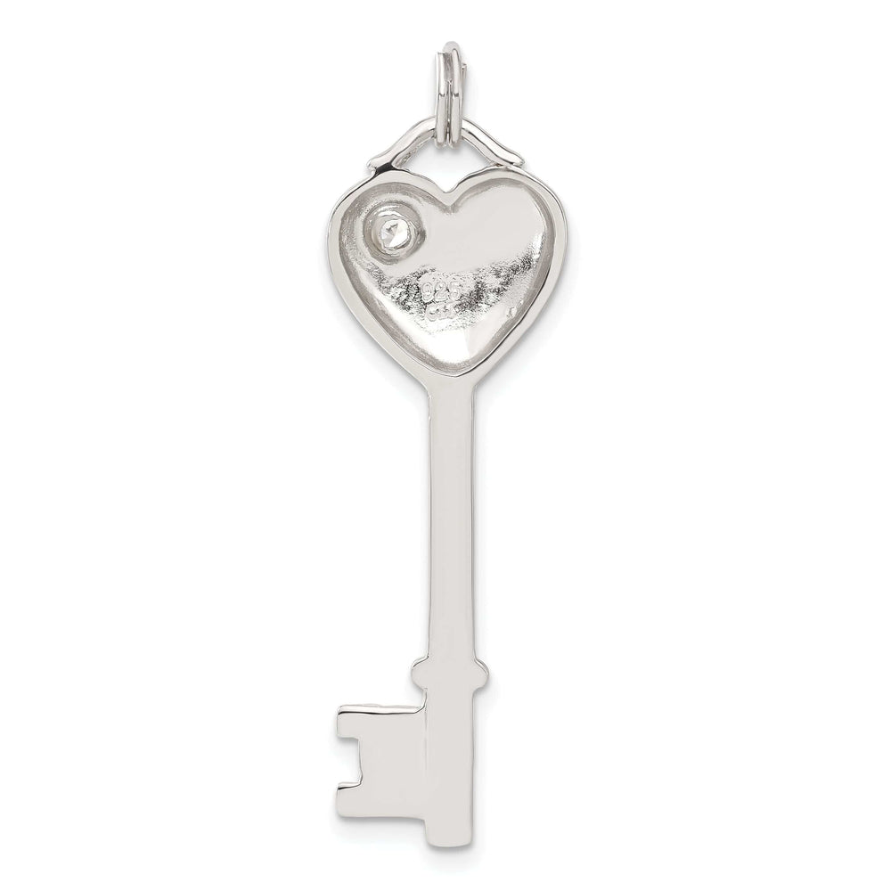 Lovely Rita's Pendants & Charms Sterling Silver Cubic Zirconia Heart Key Pendant