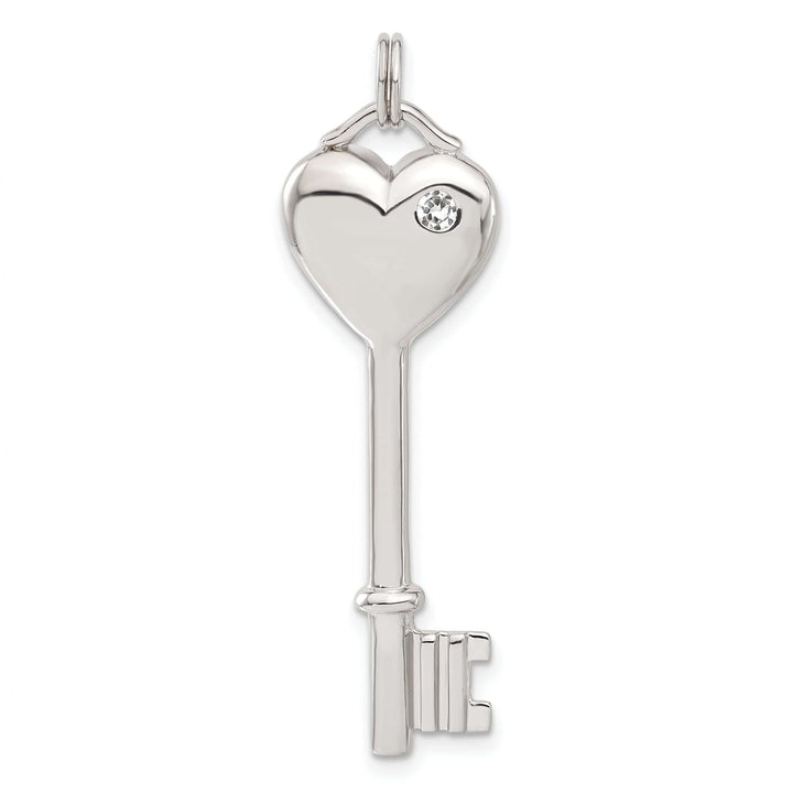 Lovely Rita's Pendants & Charms Sterling Silver Cubic Zirconia Heart Key Pendant