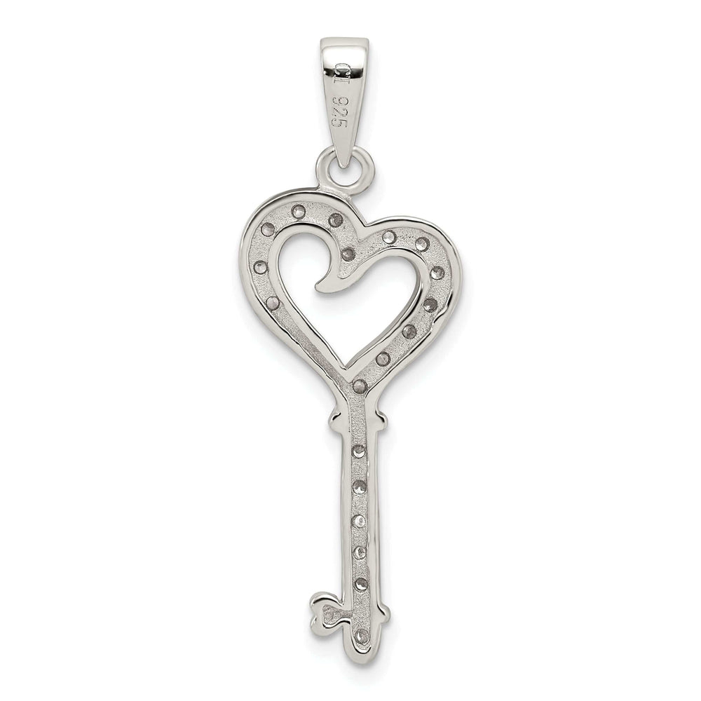 Lovely Rita's Pendants & Charms Sterling Silver Cubic Zirconia Heart Key Pendant