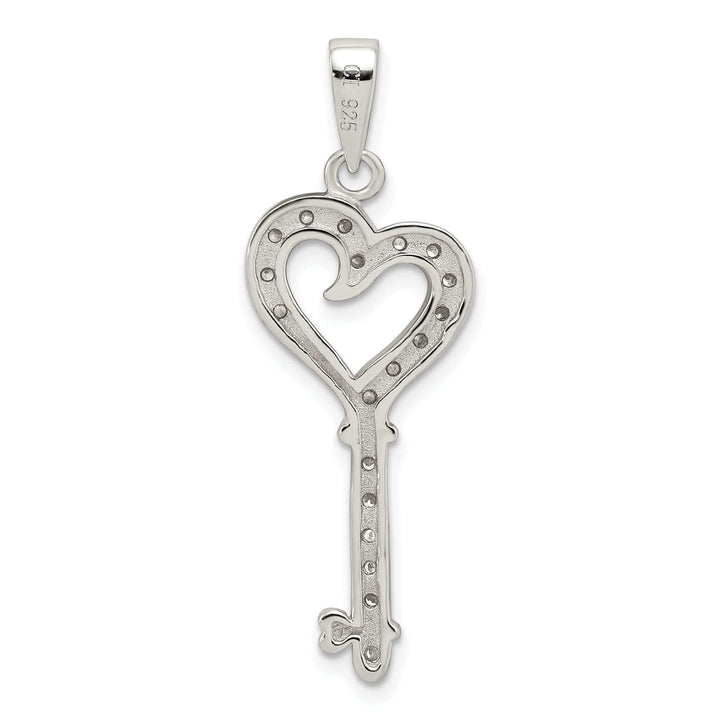 Lovely Rita's Pendants & Charms Sterling Silver Cubic Zirconia Heart Key Pendant