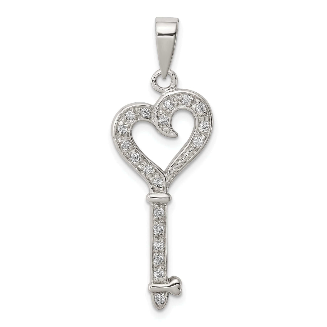 Lovely Rita's Pendants & Charms Sterling Silver Cubic Zirconia Heart Key Pendant