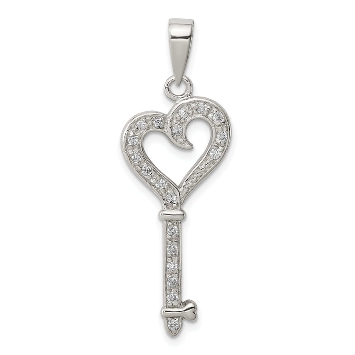 Lovely Rita's Pendants & Charms Sterling Silver Cubic Zirconia Heart Key Pendant