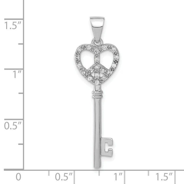 Lovely Rita's Pendants & Charms Sterling Silver Cubic Zirconia Heart Key Pendant