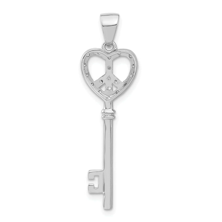 Lovely Rita's Pendants & Charms Sterling Silver Cubic Zirconia Heart Key Pendant