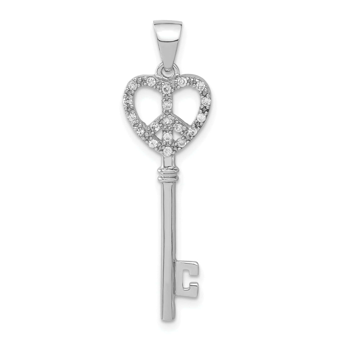 Lovely Rita's Pendants & Charms Sterling Silver Cubic Zirconia Heart Key Pendant