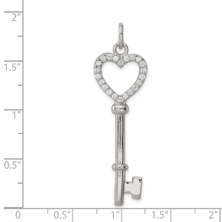 Lovely Rita's Pendants & Charms Sterling Silver Cubic Zirconia Heart Key Pendant