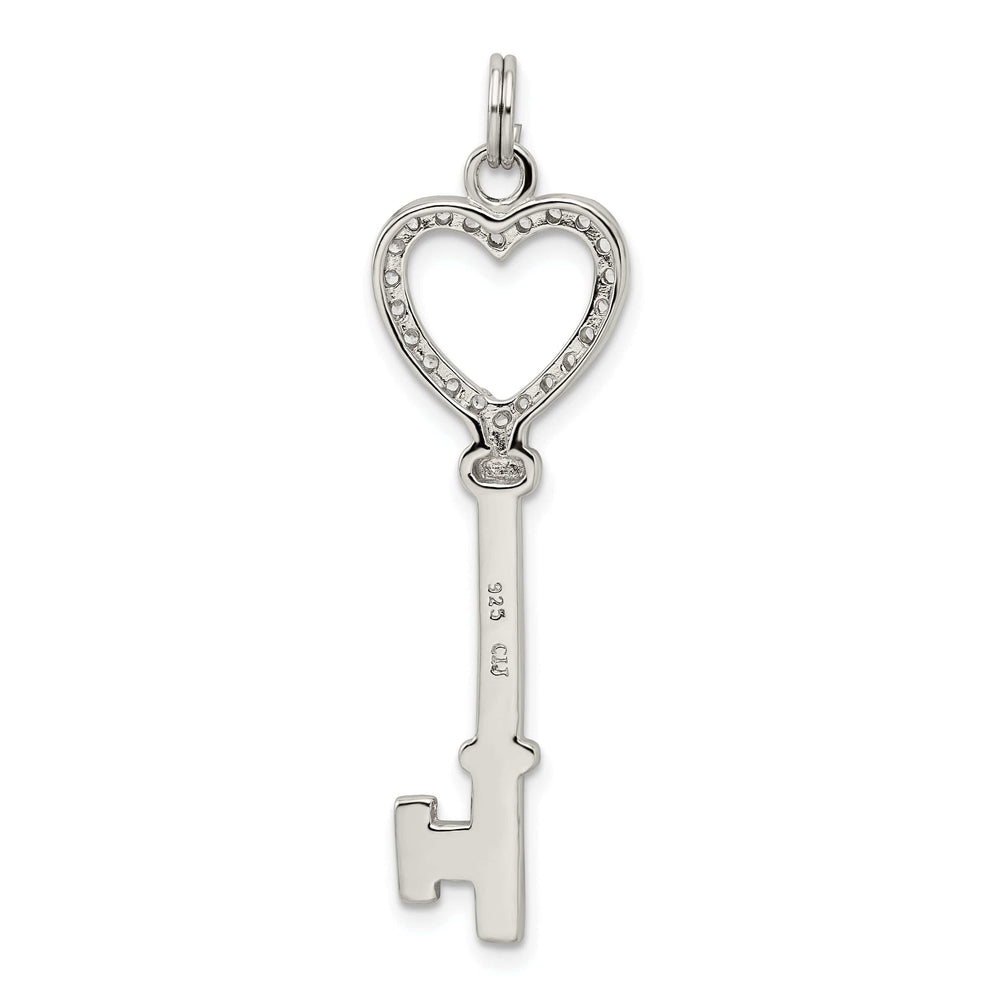 Lovely Rita's Pendants & Charms Sterling Silver Cubic Zirconia Heart Key Pendant