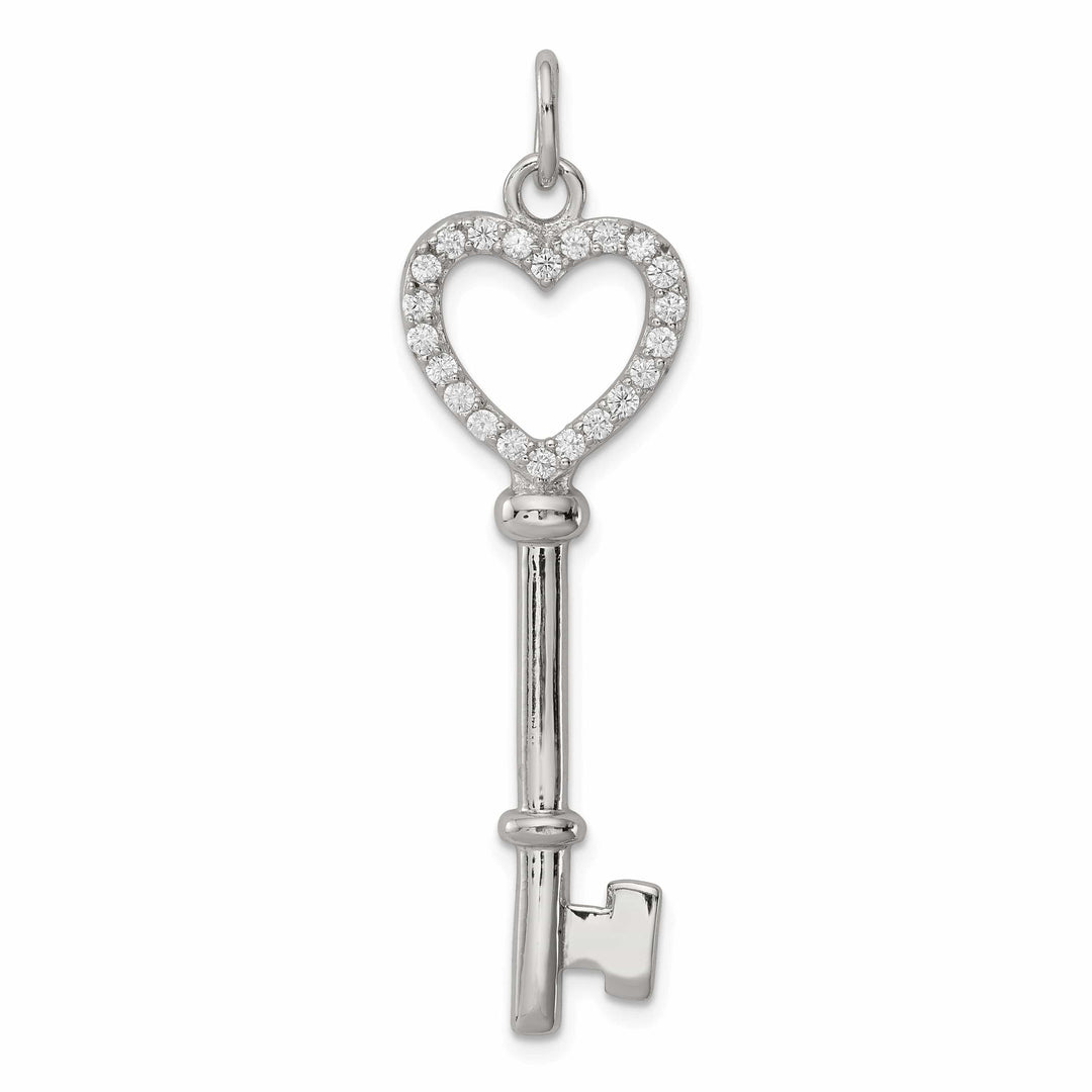 Lovely Rita's Pendants & Charms Sterling Silver Cubic Zirconia Heart Key Pendant