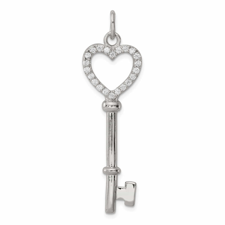 Lovely Rita's Pendants & Charms Sterling Silver Cubic Zirconia Heart Key Pendant