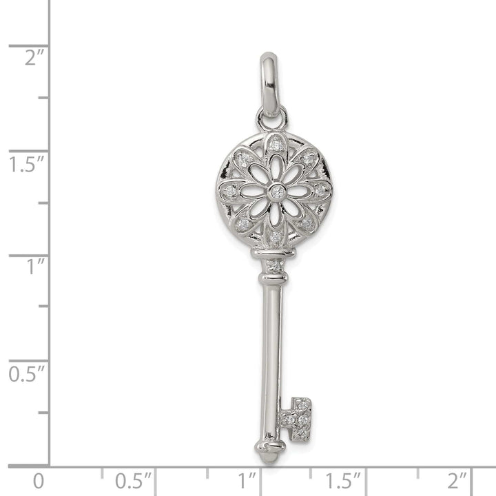 Lovely Rita's Pendants & Charms Sterling Silver Cubic Zirconia Key Pendant