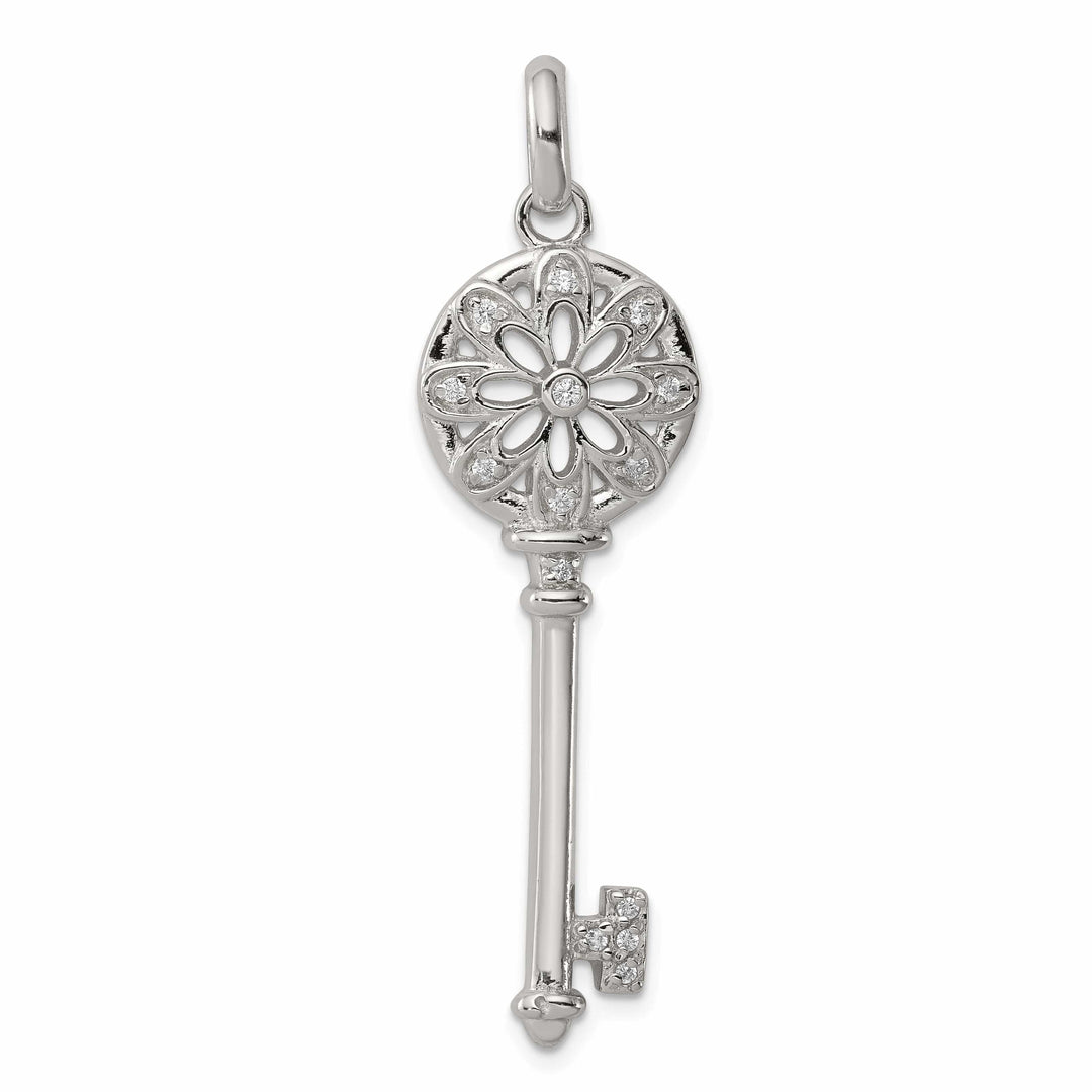 Lovely Rita's Pendants & Charms Sterling Silver Cubic Zirconia Key Pendant