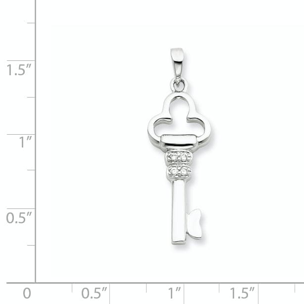 Lovely Rita's Pendants & Charms Sterling Silver Cubic Zirconia Key Pendant