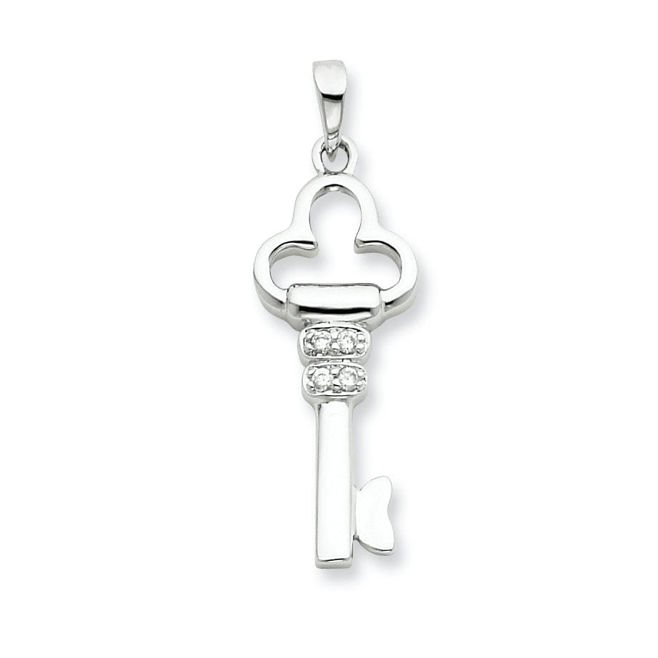 Lovely Rita's Pendants & Charms Sterling Silver Cubic Zirconia Key Pendant