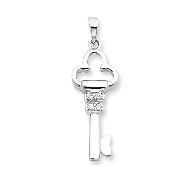 Lovely Rita's Pendants & Charms Sterling Silver Cubic Zirconia Key Pendant