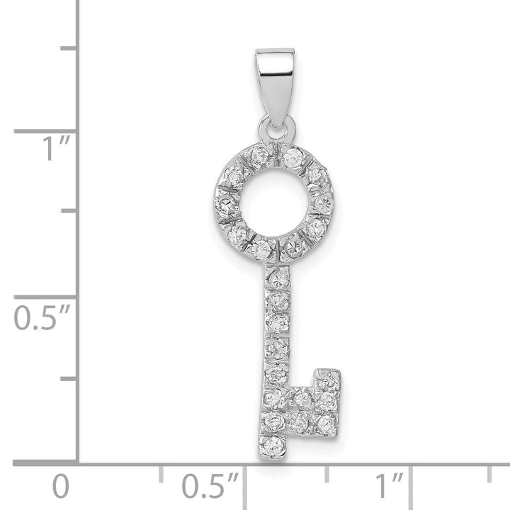Lovely Rita's Pendants & Charms Sterling Silver Cubic Zirconia Key Shape Pendant