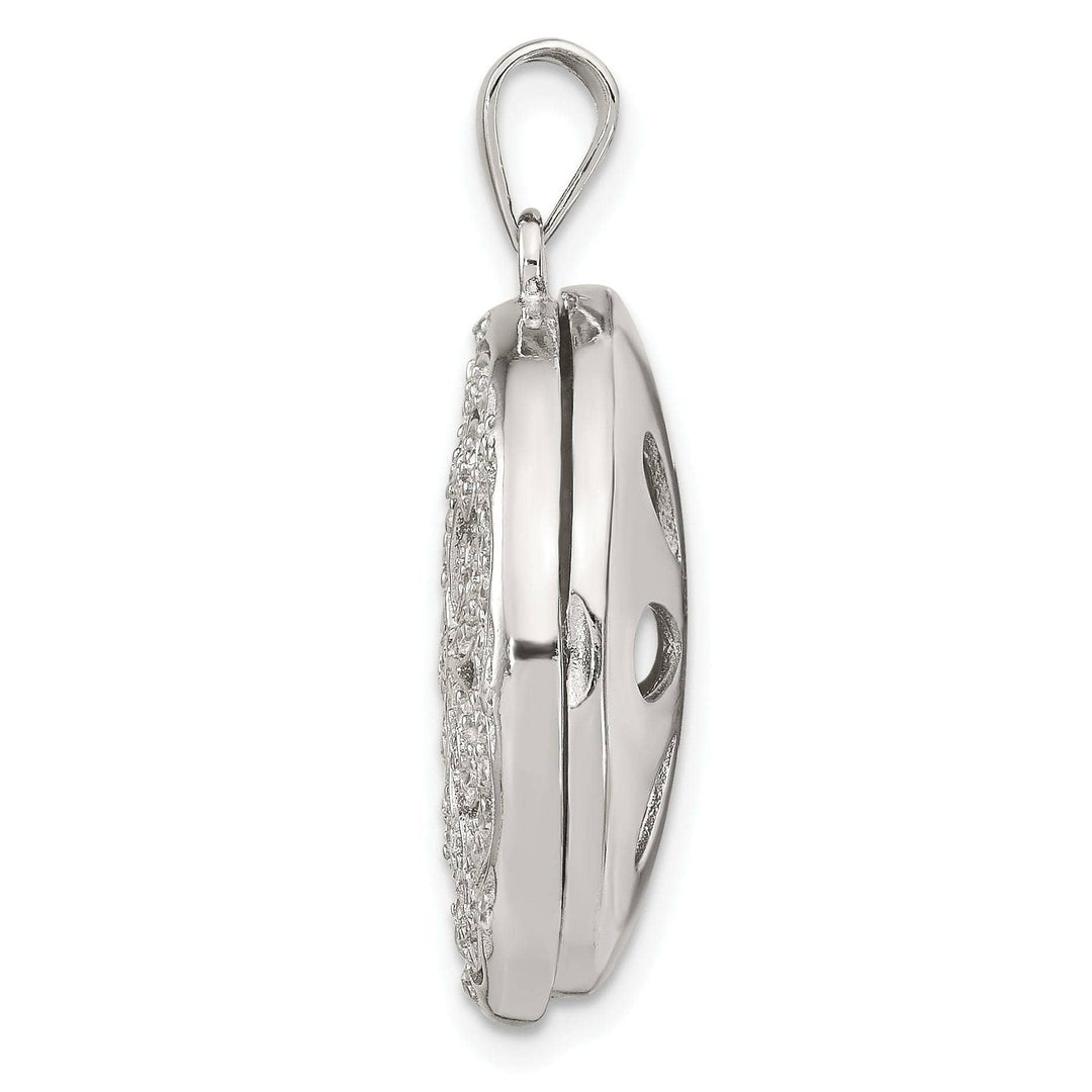 Lovely Rita's Pendants & Charms Sterling Silver CZ Circle w/ Flower Design Locket Pendant