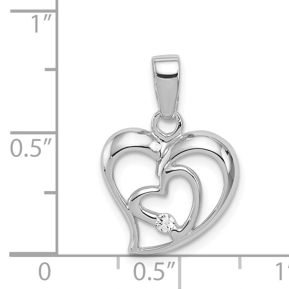 Lovely Rita's Pendants & Charms Sterling Silver CZ Double Heart Pendant