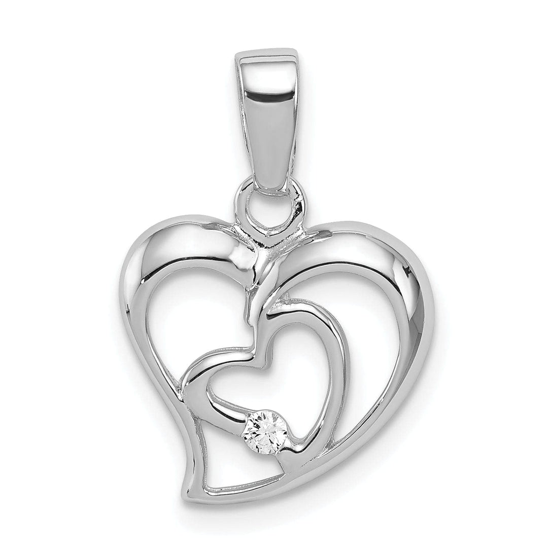 Lovely Rita's Pendants & Charms Sterling Silver CZ Double Heart Pendant