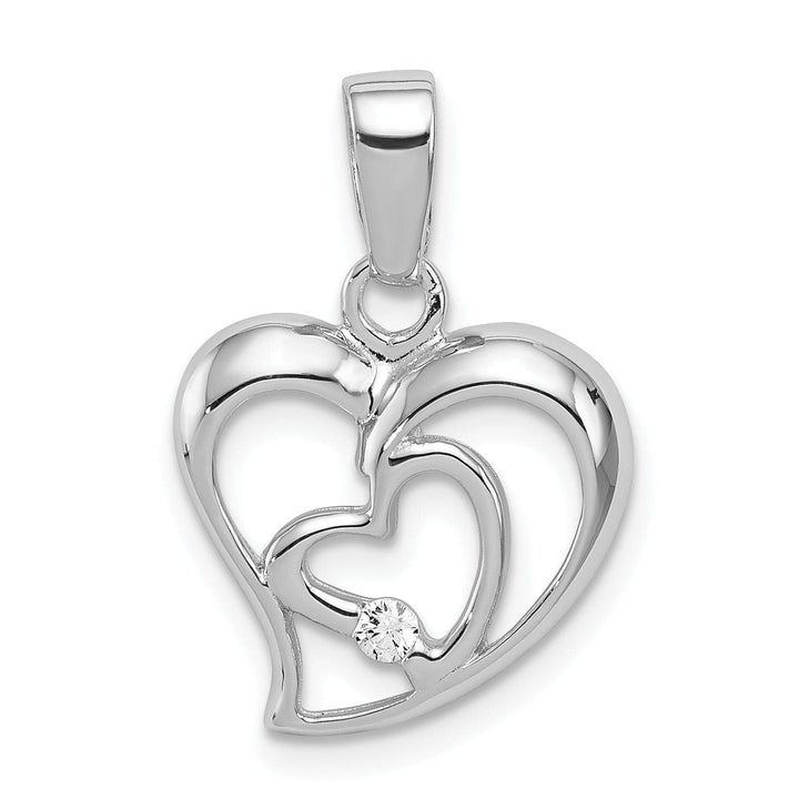 Lovely Rita's Pendants & Charms Sterling Silver CZ Double Heart Pendant