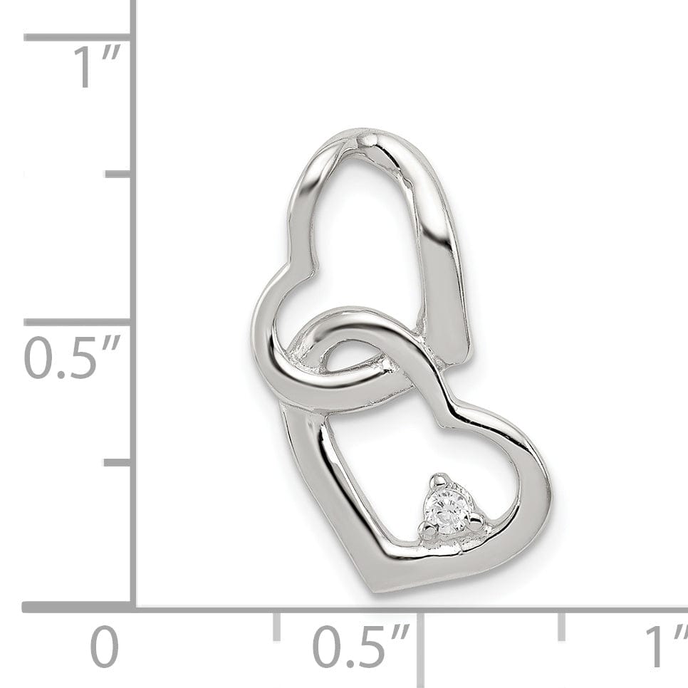 Lovely Rita's Pendants & Charms Sterling Silver CZ Double Heart Slide Charm