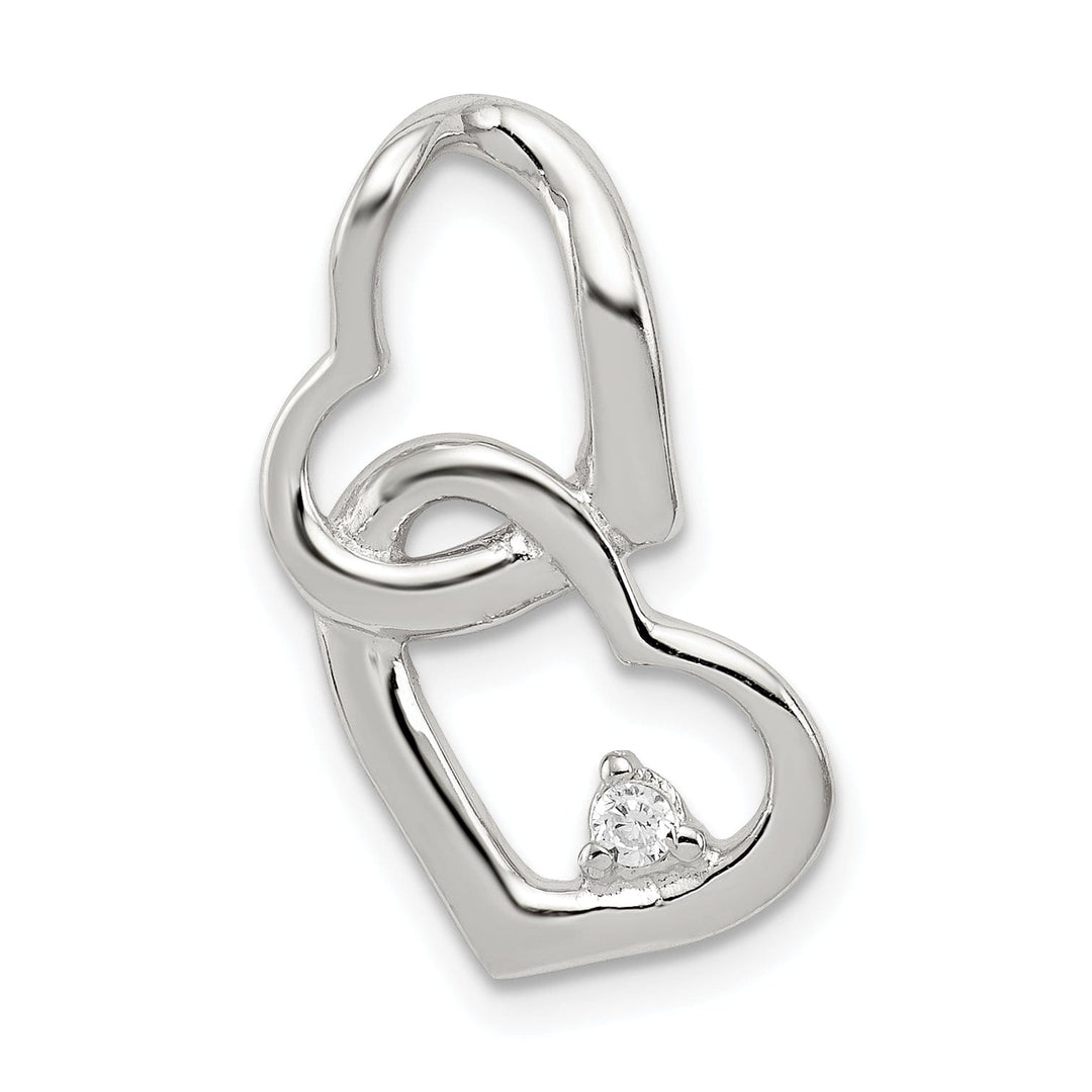 Lovely Rita's Pendants & Charms Sterling Silver CZ Double Heart Slide Charm