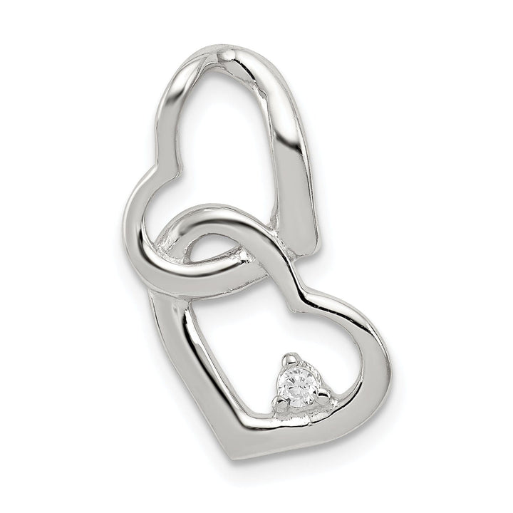 Lovely Rita's Pendants & Charms Sterling Silver CZ Double Heart Slide Charm