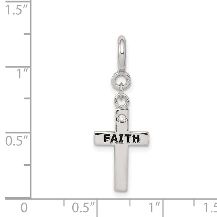Lovely Rita's Pendants & Charms Sterling Silver CZ Faith Cross Clip-on Charm