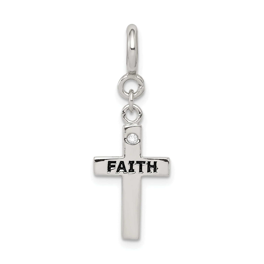 Lovely Rita's Pendants & Charms Sterling Silver CZ Faith Cross Clip-on Charm