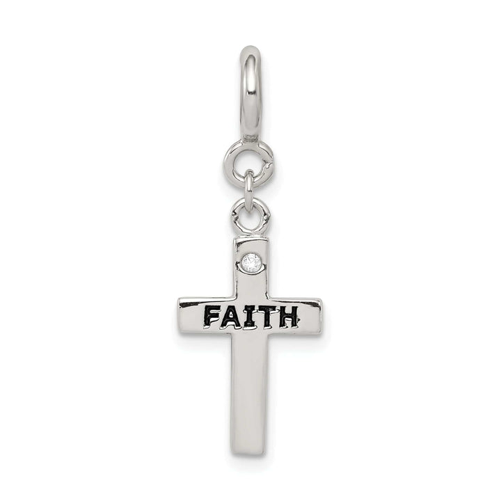 Lovely Rita's Pendants & Charms Sterling Silver CZ Faith Cross Clip-on Charm