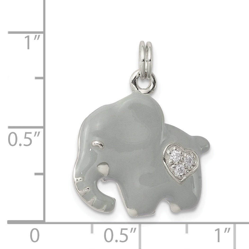 Lovely Rita's Pendants & Charms Sterling Silver CZ Grey Enameled Elephant Charm